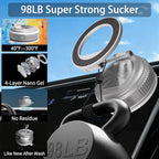 JKSML Magnetic Car Phone Holder [98LBS Strongest Suction & 2800gf Magnetic] 360° Adjustable Foldable Car Mount for Magsafe, Versatile for Car/Gym/Mirror Mount/Daily Stand, for iPhone&Android, Sliver
