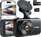 4K Dash Cam Front and Rear, Free 64GB Card Included, Full HD 3.0” IPS Screen Dash Camera for Cars with 5G Wi-Fi & App Control, Night Vision,WDR, G-Sensor, Loop Recording, Parking Mode for Drivers