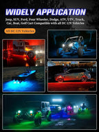 8 Pods RGB LED Rock Lights with APP/RF Remote Control High Brights Waterproof Underglow Multicolor Zone Neon Exterior Rock Lights for 12V Trucks Jeep UTV ATV RZR Offroad Pickup SUV Accessory