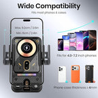 Car Phone Holder with 15W Wireless Car Charger, Car Vent Mount with Induction Opening and Closing, Air Vent Phone Stand with Horizontal and Vertical Screen Rotation Adjustment for iPhone -Sliver