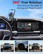 PZK Car Phone Holder for Chevy Silverado 1500/GMC Sierra 1500 2022 2023 2024 2025 2026 Accessories 13.4-Inch Screen Magnetic 15W Fast Wireless Charger Car Phone Mount with 360° Rotating Extension Rod