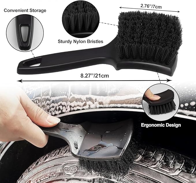 9PCS Car Wheel Tire Brush Kit, Tire Brush, Wheel Cleaner Brush, Soft-bristled Rim Cleaner Brush, Car Towel,Microfiber Bendable Brush Tire Shine Applicator Pad, Car Detailing Brushes Supplies Kit