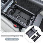 JDMCAR Center Console Organizer Compatible with 2026 Toyota Rav4, Insert ABS Secondary Storage Tray with Non-Slip Silicone Liner for RAV-4 Interior Accessories