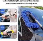 2 PCS Microfiber Car Dusters, Scratch Free Auto Exterior Dust Brust Set with Extendable Duster, Multipurpose Soft Brushes Dusting Supplies for Cars Trucks SUVs Motorcycles (Blue)