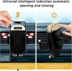 Wireless Car Charger Mount,15W Qi Fast Charger, Wireless Car Charger Smart Sensor Air Vent, Automatic Clamping Phone Holder for iPhone 13/12/11//XS/XR/8, Samsung S22/S21/S20/Note 20, etc (Black)