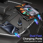 65W Super Fast Type C Car Charger for Samsung Galaxy S26 S25 S24 S23 S22 Ultra, 2Pack 4-Port USB C Car Charger for Samsung A13 A14 A16 A17 A03S A10E S20FE Android Car Adapter+5FT Type C Coiled Cable