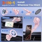 for MagSafe Magnetic Car Phone Holder [2026 Upgraded Strongest Magnet] Car Mount Suction Cell Stand for Dashboard Windshield Vent Compatible with iPhone 16/15/14/13/12/11 Android etc-Pink