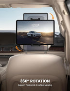 Lamicall Tablet Holder for Car Headrest - [Thick Case Friendly] [360° Rotation] Car Tablet Mount for Backseat, Road Trip Essentials for Kids, for iPad Pro, Air, Mini, Galaxy, Fire HD, 6.1-13" Tablets