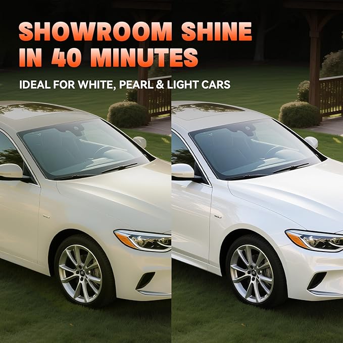 White Car Wax - Anti-Yellowing + UV Defense | Clear Coat Protection | 180g with Sponge& Microfiber Towel