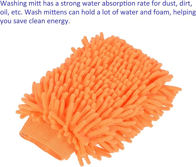 M METERXITY Microfiber Chenille Wash Mitt - Double Side Reusable Gloves for Cleaning Scratch-Free, Apply to Car Cleaning, Kitchen