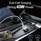iPhone 17 16 15 Car Charger, [Apple MFi Certified] 2-Pack USB C Car Charger 43W Fast Charging with 3.3 FT Type C to C Cable, USB Car Adapter for iPhone 17/17 Pro/17 Pro Max/Air/16/15