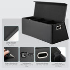Fyzeoty Car Organizers and Storage - Trunk Organizer for Suv Car,Car Trunk Leather Storage Box,Extra Large,Magnetic Lid,Collapsible and Adjustable Trapezoidal-Black