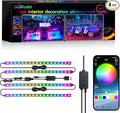Car Led Strip Lights, RGB Truck Interior Lights with App Control, Under Dash Footwell Automotive Led Light Strip, Car Ambient Lighting for SUV(1set)