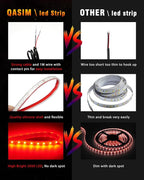 Qasim Car LED Strip Light 12V Red 12.5''/32CM for Golf Cart Underglow Boats Vehicle Automotive Truck Van Motorcycle Footwell Lighting IP67 Waterproof, Pack of 6