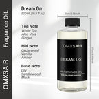 Hotel Diffuser Oil Dream on Long-Lasting Waterless Essential Oil for Large Spaces | White Tea, Vanilla & Cedarwood Blend | Aromatherapy Scented Oil | for Home Office(500ml/16.9FL oz)