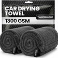 EVEO Car Drying Towel (2 Pack) - (1300 GSM) XL Drying Towels Car Detailing - Car Microfiber Towel (36"x24") Microfiber Drying Towels for Cars Towels Drying, Car Wash Towels, Ultra Absorbent - Grey