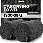 EVEO Car Drying Towel (2 Pack) - (1300 GSM) XL Drying Towels Car Detailing - Car Microfiber Towel (36"x24") Microfiber Drying Towels for Cars Towels Drying, Car Wash Towels, Ultra Absorbent - Grey