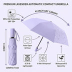 BAODINI Small UV Protection Travel Umbrella Compact for Rain and Sun UPF 50+ Windproof Portable 42 inch Umbrella for Women and Men
