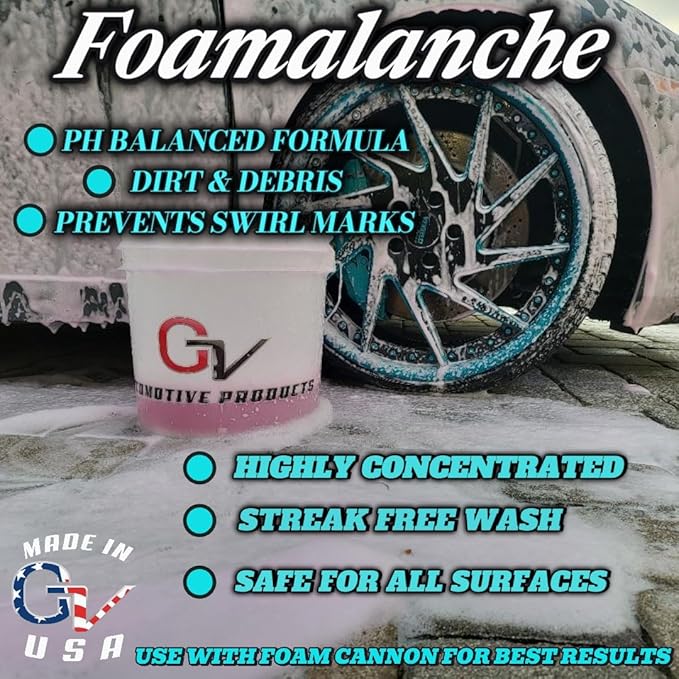 GV Automotive Products Foamalanche Car Wash 16 oz, car foam, car wash, works with foam gun, foam cannon, pressure washer