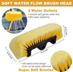 54" Car Wash Brush with Long Handle and 12" Soft Bristle Brush Head, Water Flow-Thru Car Washing Brush with Hose Attachment for Cleaning Car, RV, Truck, Boat, Camper, House Siding and More