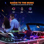 Jushope Interior Car LED Strip Lights, Acrylic LED Lights for Car with Dynamic Dreamcolor Chasing, Ambient Lighting Kits Music Sync Wireless APP and RF Remote Control (2 * 29.5'')