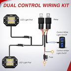 Nilight Flush Mount LED Light Pods 2PCS 42W Amber White 3 Lighting Modes Fog Lights Spot Flood Combo Beam with Dual Control 18AWG Wiring Harness for Truck Pickup Golf Cart UTV ATV SUV Boat 4x4 Car