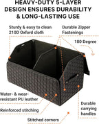 Owleys Trunk Organizer For Car - Collapsible Storage Bins - Keep Groceries, Sports Gear & Tools Secure On Road Trips - Best Gifts for Men - Heavy Duty Cargo Tote (Black 21.6)