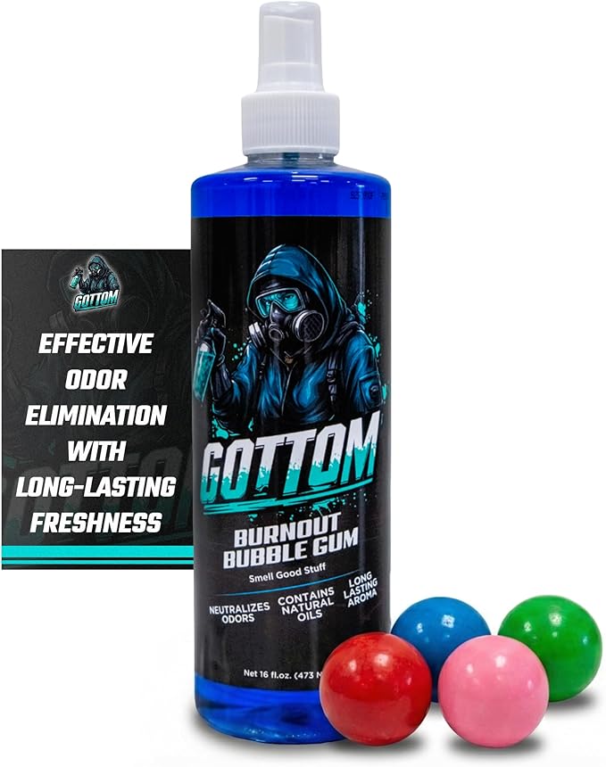 Gottom Air Freshener Spray - Long Lasting Odor Eliminator - 16 oz (Burnout BubbleGum) - Car Scent, Auto Odor Remover, Fresh Fragrance, Air Freshener for Trucks, SUVs, RVs, New Car Smell