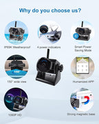 1080P Magnetic Wireless Backup Camera, 90 Days Standby Rechargeable Battery, Waterproof Rear/Front View Camera for Hitching Boat Trailer Horse Pickup RV Car for iPhone iPad Android