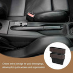 HARFINGTON 2pcs Car Seat Gap Filler Organizer 10.2 x 6.5 x 3.1 Inch ABS+Leather Universal Car Organizer Storage Box Between Seat and Console (Left+Right) with Cup Holders for Phone, Brown
