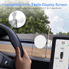 CloudValley Magnetic Laptop Phone Holder, 360° Rotating Mount Compatible with iPhone MagSafe and All Phones, MacBook, PC Monitor, Screen Stand for Tesla, Portable Accessory, Silver