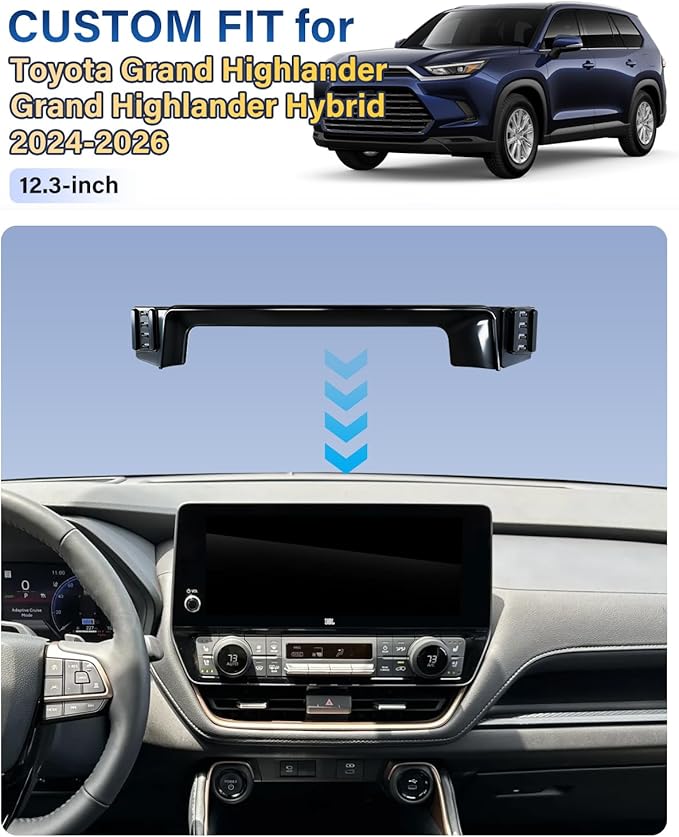 SKYLOTEC Phone Mount for Toyota Grand Highlander/Grand Highlander Hybrid 2024-2026, Magnets Wireless Charger Phone Holder Compatible with MagSafe, 12.3-inch Screen Cradles Bracket for Cell Phones