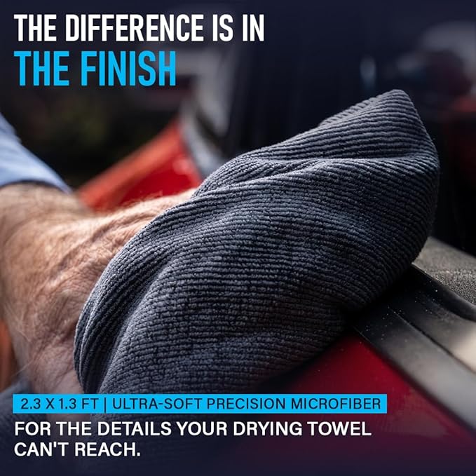 Rapid Dry Towels The Finisher Premium Microfiber Detailing & Utility Towel | 70 x 40cm | Channel Weave Lint-Free Cleaning Cloth | Scratch-Free Car Towel for Glass Chrome Interior & Home Cleaning