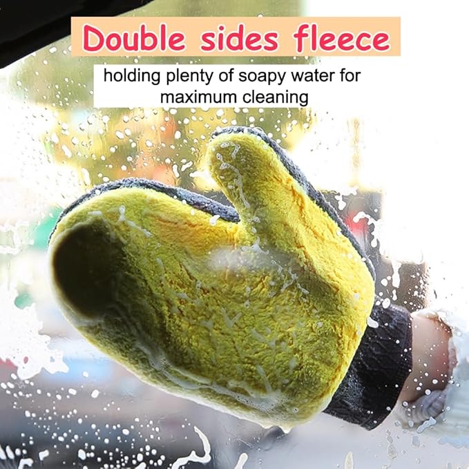 2 Pack Car Wash Mitt Scratch-Free Microfiber Car Wash Mitts Auto Interior Exterior Cleaning Gloves for Car Washing Detailing Home Cleaning Gloves