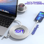 10Foot Fast iPhone Charging Cable,3-Pack Super Fast i Phone Charger USB C Charging Block Wall Charger PD Adapter with 10FT Type C to Lightning Cable Cord for iPhone 14/13/12/11ProMax/XS Max/XS/XR/8/SE