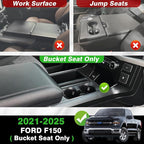Muslogy Center Console Cup Holder Inserts Compatible with 2021-2025 2026 Ford F150 F-150 Accessories Middle Console Drink Holder Liner TPE Organizer Non-Slip Drink Stopper(Bucket Seat Only)