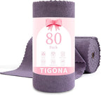 80 Pack Microfiber Cleaning Cloth Roll,Lint Free Rags & Tear Away Reusable Towels Washable Scratch,Ultra Absorbent Dish Rags(12" x 12") for Car Kitchen Home Garage-Dark Purple