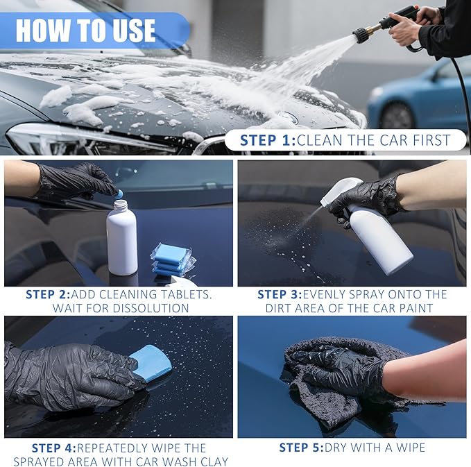 AUTODECO 24Pcs Car Clay Bars Auto Detailing Clay Bar Kit with Car Cleaning Brushes, Include Spray Bottle, Micro Fiber Towel and Brushes for Car Detailing Damage Free Cleaning