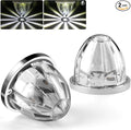 BJZ 2Pcs White Watermelon LED Strobe+Constant Marker Lights Dual Function Watermelon-shaped Side Marker Clearance Tail Top Cap Roof Lights for Trailer Truck Semi-trailer Heavy-duty Truck Bus Van
