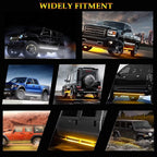 Truck LED Running Board Lights Amber Side Marker Kit, White Courtesy Lights Extended Crew Cab 2pc 48Inch 144 Led Bar Bed Light Switchback Underglow Strip for Pickup Trucks SUV Car Work (48Inch Board)