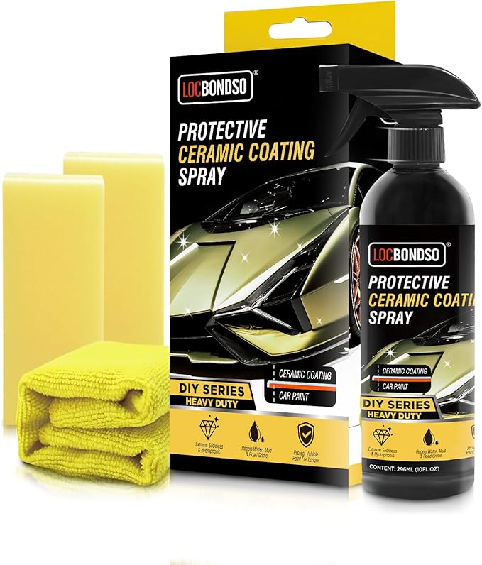 LOCBONDSO Ceramic Coating Spray for Cars - Shiny Car Paint Stuff, Hydrophobic Car Wax Spray, Easy to Use, Add Gloss, Shine and Protection for Cars, RVs, Motorcycles, 10 oz