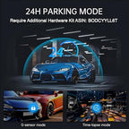 3 Channel Mirror Dash Camera, 4K/3K+2.5K/1080p+1080p Rear View Mirror Camera with GPS, APP Control, WDR Night Vision, G-Sensor, Loop Recording, 24 Hours Parking Monitor, 64GB Card Included