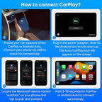 Upgraded Wireless CarPlay Adapter, 3-in-1 Wireless Carplay & Android Auto& Video Adapter, Built in Netflix YouTube Support TF Card, Plug & Play, USB Type C, USB Type A Compatible with iPhone & Android