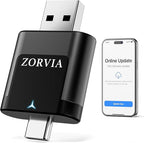 ZORVIA Wireless CarPlay Adapter for iPhone & Android Auto 2026 Upgraded - Convert Wired CarPlay to Wireless, Fast Auto Reconnect, Plug and Play, USB-C & USB-A (Black)