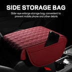 Car Armrest Cushion, 12.2"×8.3" Leather Auto Memory Foam Center Console Pad with Storage Pocket, Waterproof & Anti-Scratch Elbow Pillow Armrest Seat Box Protector, Universal Fit (Red)