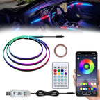 Acrylic LED Lights for Car, 43.3in RGB Strip Light Car LED Lights Interior with USB Port, App Control, Music Sync, 146 LEDs Interior Ca r Lights for Women Men Gifts