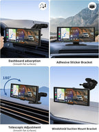 Largest Portable 11.26'' Wireless CarPlay/Android Auto Screen with 2.5D 1920x720 HD Display, Built-in DVR, 4K Front + 1080P Rear Camera, Car Screen,Easy Install Dash Cam,GPS Navigation,Voice Control