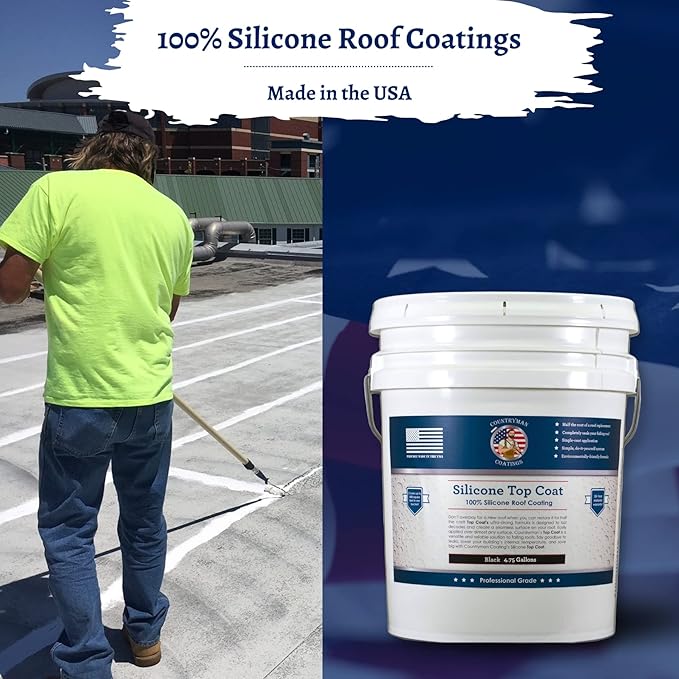 100% Silicone Roof Coating for RVs, Campers & Flat Roofs - Waterproof Seal for Leaks, Cracks & Seams - Ponding Water Resistant - 4.75 Gallon Black