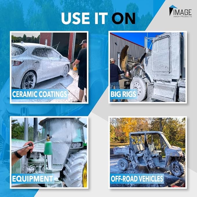 Image Wash Touchless Foam Cannon Kit, 2-Step Touchless Wash System with Dual Foam Cannons, Safe for Polished Aluminum, Wax & Ceramic Coatings, Biodegradable, 128 fl oz
