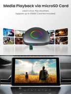 Magic Box - Wireless Carplay/Android Auto/Android AI Box 8GB+128GB, Car Video Box for YouTube, Spotify, Prime Video with Built-in 4G/ WiFi/Dual Bluetooth, OTA, GPS, microSD, OBD II, CB6D